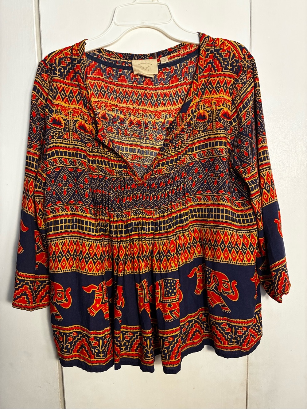 Vanessa Virginia Anthropologie Blouse Women 0P Tribal Print Flowy Boho Festival